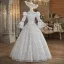 Medieval White Beading Sequins Lace Flower Prom Dresses 2024 Ball Gown High Neck Bell sleeves Floor-Length / Long Prom Formal Dresses