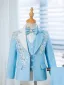 Fashion Sky Blue Rhinestone Long Sleeve 5-piece Boys Wedding Suits 2024 Coat Pants Shirt Tie Vest
