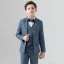 Moderne / Mode Océan Bleu Manches Longues Costume Garçon Mariage 2023 Manteau Pantalon Chemise Cravate Gilet Mariage