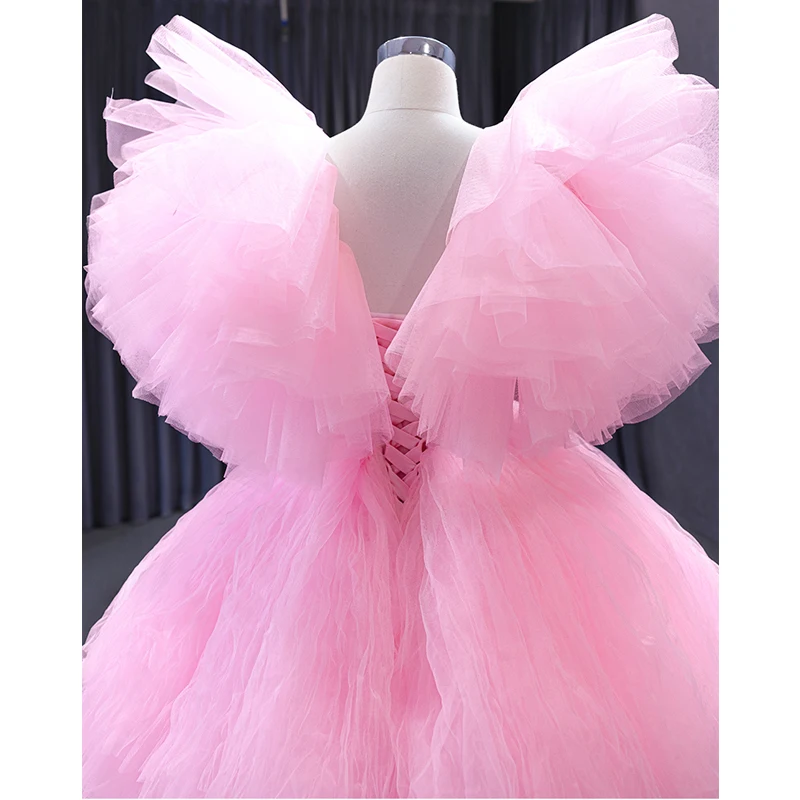 Inhabituel Rose Bonbon Été Volants en Cascade Robe De Bal Robe De Fete ...