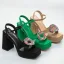 Roman Black Street Wear Rhinestone Womens Sandals 2022 10 cm Thick Heels Open / Peep Toe Sandals High Heels