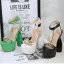 Fashion White Cocktail Party Womens Sandals 2023 Ankle Strap 17 cm Thick Heels Open / Peep Toe Sandals High Heels