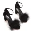 Charmant Schwarz Feder Abend Sandalen Damen 2026 Knöchelriemen 7 cm Stilettos Peeptoes Sandaletten Hochhackige