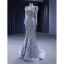High-end Vintage / Retro Grey Beading Sequins Evening Dresses 2023 Trumpet / Mermaid V-Neck Long Sleeve Evening Party Court Train Formal Dresses