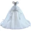 Luxe Blanche Fait main Perlage Faux Diamant Perle Paillettes Robe De Mariée 2022 Trompette / Sirène De l'épaule Manches Courtes Dos Nu Cathedral Train Mariage