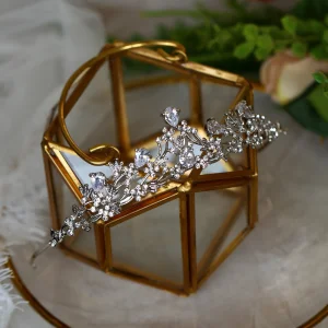 Élégant Argenté Faux Diamant Zircon Mariage Tiare 2022 Alliage Accessoire Cheveux Mariage