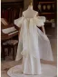 Fashion White Split Front Wedding Dresses 2024 A-Line / Princess Off-The-Shoulder Short Sleeve Backless Floor-Length / Long Wedding
