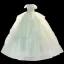 Chic / Belle Vert Cendré Volants en Cascade Robe De Bal 2023 Robe Boule Bustier Sans Manches Dos Nu Longue Promo Robe De Ceremonie