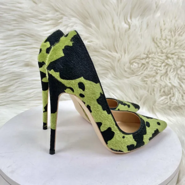 Chic / Beautiful Green Camouflage Prom Pumps High Heels 2023 Leather 12 cm Stiletto Heels Pointed Toe Pumps