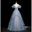 Bling Bling Himmelblau Perlenstickerei Strass Pailletten Ballkleider 2023 A Linie Spaghettiträger Rüschen Kurze Ärmel Rückenfreies Lange Ball Festliche Kleider