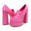 Fashion Fuchsia Cocktail Party Womens Shoes 2023 14 cm Thick Heels Round Toe Womens Shoes
