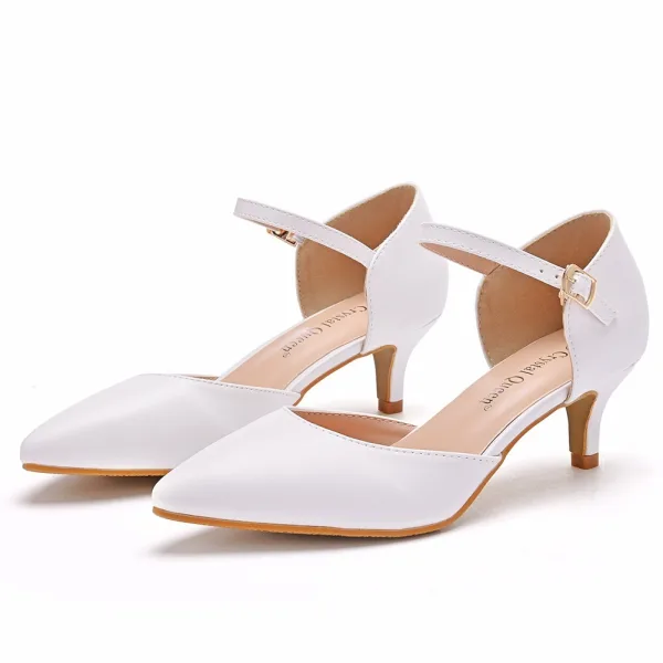 Modest / Simple White Casual Pointed Toe Womens Shoes 2024 5 cm Stiletto Heels Womens Shoes High Heels