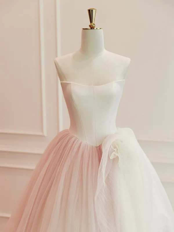 High End Schön Rosa Brautkleider / Hochzeitskleider 2026 Ballkleid Bandeau Ärmellos Rückenfreies Lange