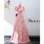 Vintage / Retro Red Floral Pearl Evening Dresses 2022 A-Line / Princess High Neck Short Sleeve Backless Bow Floor-Length / Long Evening Party Formal Dresses