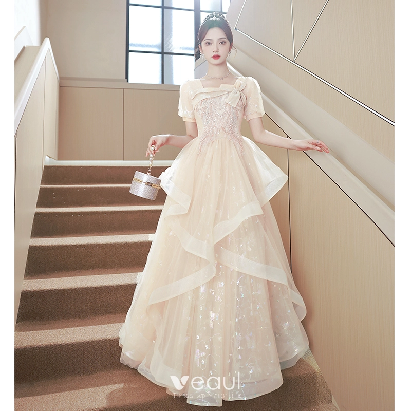 cream backless prom dress Beverley Cream Mesh Maxi Dress - US 10 main image 1