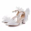 Fashion White Ankle Strap Bow Wedding Shoes 2025 7 cm Stiletto Heels Pointed Toe Wedding High Heels