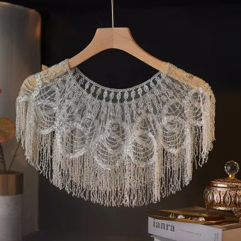 Ovanlig Vita Handgjort Beading Tassel Bal Sjalar 2025