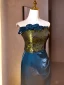 Vintage / Originale Bleu D'encre Fendue devant Robe De Bal 2024 Trompette / Sirène Bustier Sans Manches Dos Nu Train De Balayage Promo Robe De Ceremonie