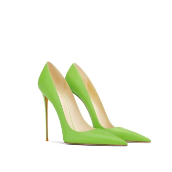 Fashion Green Ol Office Leather Pumps 2024 10 Cm Stiletto Heels Pointed Toe Pumps High Heels