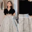 Elegant Black Prom Flower Girl Dresses 2022 Ball Gown V-Neck Short Sleeve Beading Sequins Floor-Length / Long Flower Girl Dresses