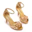 Charmant Gold Abend Kristall Sandalen Damen 2023 Strass Knöchelriemen 7 cm Stilettos Peeptoes Sandaletten Hochhackige