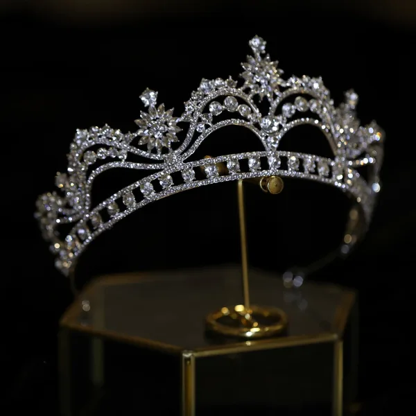 Sjarmerende Sølv Rhinestone Zirkon Bryllup Har Tilbehor Tiara 2022 Legering Tiara