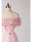 Chic / Belle Rougissant Rose Perlage Paillettes Robe De Bal 2025 Princesse De l'épaule Manches Courtes Dos Nu Longue Promo Robe De Ceremonie