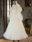 Elegant Ivory Pearl Wedding Dresses 2023 A-Line / Princess High Neck 3/4 Sleeve Backless Floor-Length / Long Wedding
