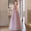 Chic / Beautiful Blushing Pink Beading Sequins Prom Dresses 2023 A-Line / Princess Scoop Neck Sleeveless Floor-Length / Long Prom Formal Dresses