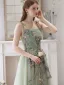 Chic / Beautiful Sage Green Beading Lace Flower Prom Dresses 2024 A-Line / Princess Spaghetti Straps Sleeveless Backless Floor-Length / Long Prom Formal Dresses
