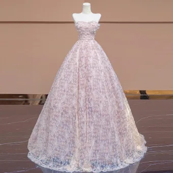 Chic Belle Rougissant Rose Appliques Paillettes Robe De Bal 2024 Robe Boule Bustier Sans Manches Dos Nu Longue Promo Robe De Ceremonie