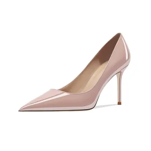 Mode Rougissant Rose Bureau Ol Cuir Verni Escarpins 2025 Cuir 10 Cm Talons Aiguilles À Bout Pointu Escarpins Talons Hauts