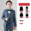 Moderne / Mode Océan Bleu Manches Longues Costume Garçon Mariage 2023 Manteau Pantalon Chemise Cravate Gilet Mariage