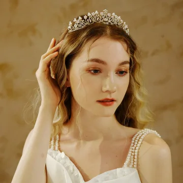 Charmant Doré Perle Faux Diamant Accessoire Cheveux Mariage 2023 Mariage Alliage