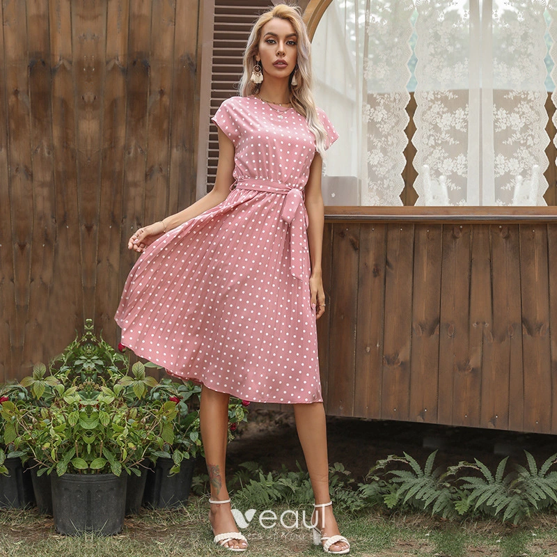Romantic Regular Dark Green Polka Dot Beach Short Sleeve Maxi Dresses 2021 Street Wear Romantic Regular Dark Green Polka Dot Beach Short Sleeve Maxi Dresses 2021 Street Wear