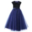 Vintage / Retro Chic / Beautiful Navy Blue Sequins Prom Flower Girl Dresses 2022 Ball Gown Scoop Neck Bow Sash Sleeveless Floor-Length / Long Flower Girl Dresses