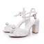 Elegante Weiß Perle Brautschuhe 2024 Hochzeit Knöchelriemen 9 cm Thick Heels Peeptoes Sandaletten Hochhackige