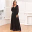 Chic / Beautiful Black Glitter Split Front Prom Dresses 2024 A-Line / Princess V-Neck Long Sleeve Backless Floor-Length / Long Prom Formal Dresses