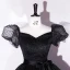 Élégant Noire Tachetée Robe De Bal 2022 Robe Boule Encolure Carrée Gonflée Manches Courtes Dos Nu Noeud Ceinture Longue Promo Robe De Ceremonie