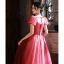 Chic / Belle Bordeaux Glitter Paillettes Robe De Bal 2022 Princesse Encolure Carrée Gonflée Manches Courtes Dos Nu Longue Promo Robe De Ceremonie