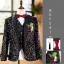 Scintillantes Gris Paillettes Manches Longues Costume Garçon Mariage 2025 Mariage Bijoux De Corps Manteau Pantalon Chemise Cravate Gilet