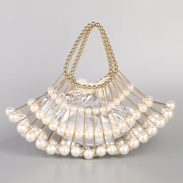 Vintage Fantastiske Unike Hvit Fest Ball Perle Clutch Veske 2023