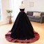 Elegante Schwarz Velour Ballkleider 2023 Ballkleid Bandeau Ärmellos Rückenfreies Schleife Stoffgürtel Hof-Schleppe Ball Festliche Kleider
