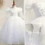 Elegant White Beading Sequins Lace Flower Birthday Flower Girl Dresses 2022 Ball Gown Scoop Neck Puffy Short Sleeve Backless Floor-Length / Long Flower Girl Dresses