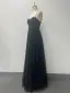 Charmant Noire Paillettes Robe De Soirée 2024 Princesse Bretelles Spaghetti Sans Manches Dos Nu Longue Soirée Robe De Ceremonie