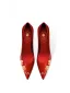 Chinese Stijl Rode Handgemaakt Geborduurde Bruidsschoenen 2026 6 cm Naaldhakken / Stiletto Spitse Neus Huwelijk Pumps