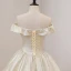 Élégant Champagne Glitter Robe De Bal 2022 Robe Boule De l'épaule Manches Courtes Dos Nu Longue Promo Robe De Ceremonie
