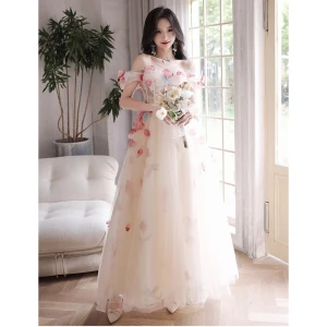 Fée Des Fleurs Blanche Appliques Robe De Bal 2023 Princesse De L Épaule Manches Courtes Dos Nu Longue Promo Robe De Ceremonie