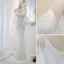 Sparkly White Sequins Evening Dresses 2023 Trumpet / Mermaid V-Neck Short Sleeve Backless Floor-Length / Long Evening Party Formal Dresses