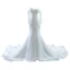 Sexy High Low White Beading Pearl Sequins Wedding Dresses 2023 Trumpet / Mermaid Off-The-Shoulder Long Sleeve Backless Chapel Train Wedding